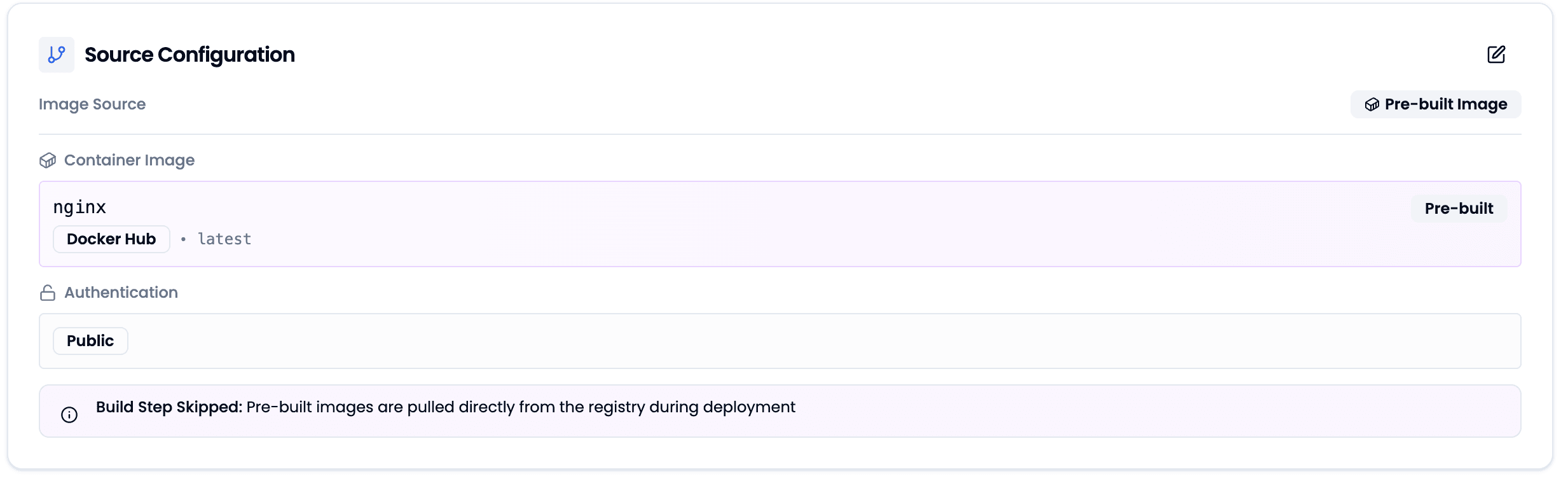 Source Configuration with Docker Image